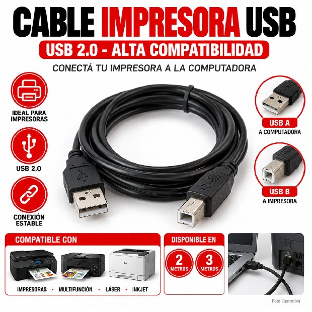&ua CABLE IMPRESORA A USB 2.0 1,5 MTS (3079)